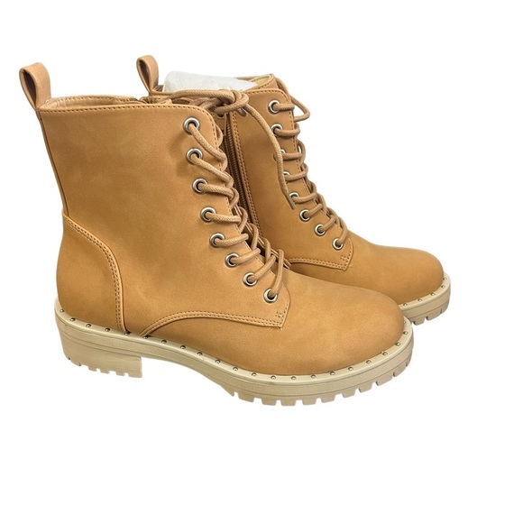 Dolce Vita Tan Lace Up Combat Boots - Picture 1 of 10